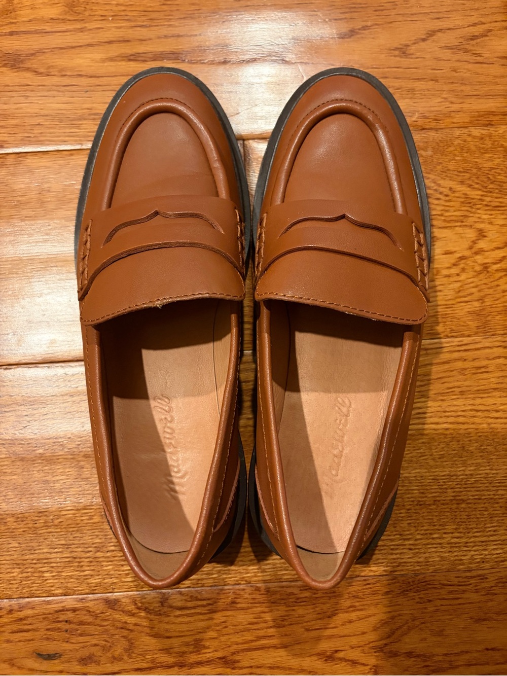 Madewell Tan Leather Penny Loafers